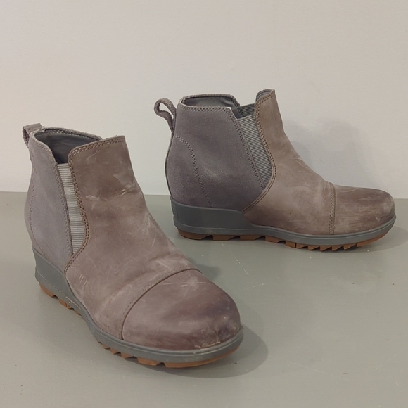 Sorel Women's Evie Pull-On Bootie Waterproof Suede Leather Gray 🩶‎ size 7 - Picture 1 of 10